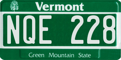 VT license plate NQE228