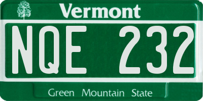 VT license plate NQE232