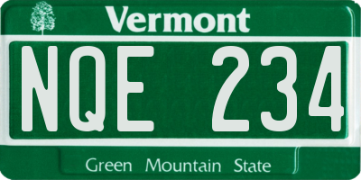 VT license plate NQE234