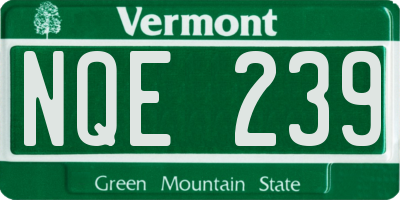 VT license plate NQE239