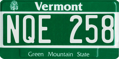 VT license plate NQE258