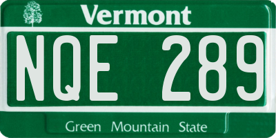 VT license plate NQE289