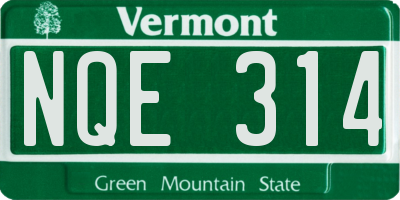 VT license plate NQE314
