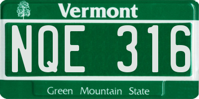 VT license plate NQE316