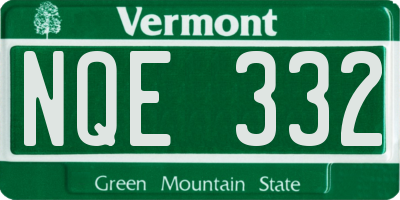 VT license plate NQE332