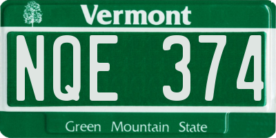 VT license plate NQE374