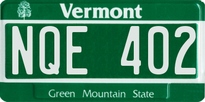 VT license plate NQE402