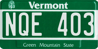 VT license plate NQE403