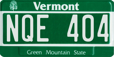 VT license plate NQE404