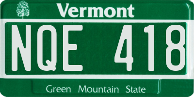 VT license plate NQE418
