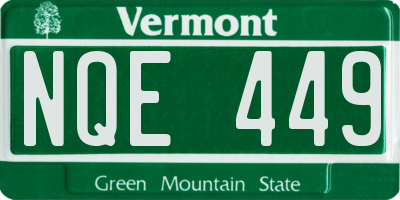 VT license plate NQE449
