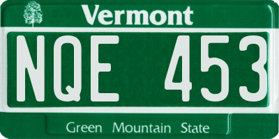 VT license plate NQE453