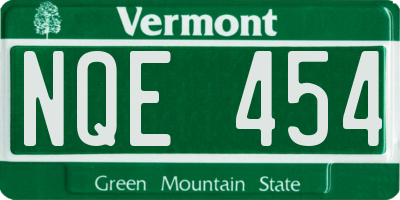 VT license plate NQE454