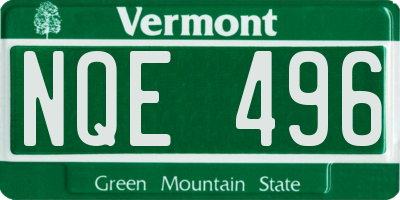 VT license plate NQE496