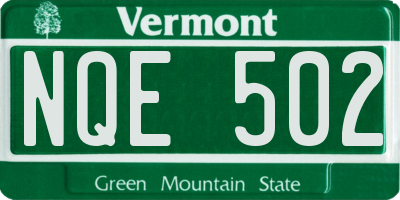 VT license plate NQE502