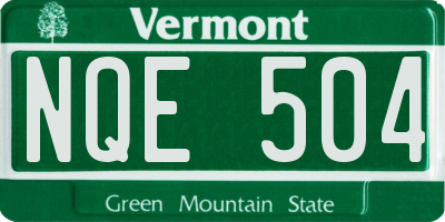 VT license plate NQE504
