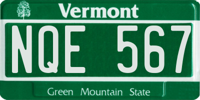 VT license plate NQE567