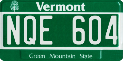 VT license plate NQE604