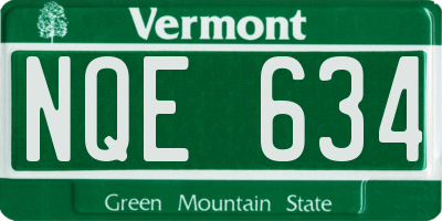 VT license plate NQE634