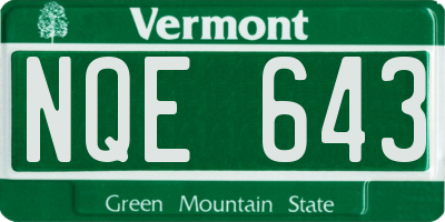 VT license plate NQE643
