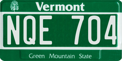 VT license plate NQE704