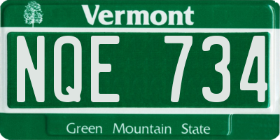 VT license plate NQE734
