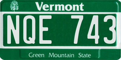 VT license plate NQE743