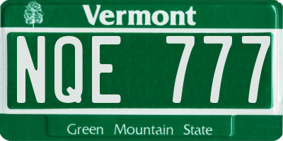 VT license plate NQE777
