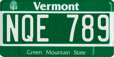 VT license plate NQE789