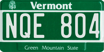 VT license plate NQE804