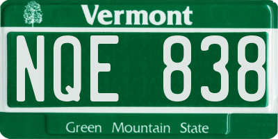 VT license plate NQE838