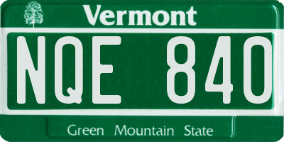 VT license plate NQE840