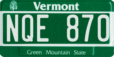 VT license plate NQE870