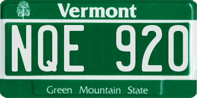 VT license plate NQE920