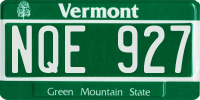 VT license plate NQE927