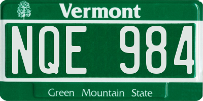 VT license plate NQE984