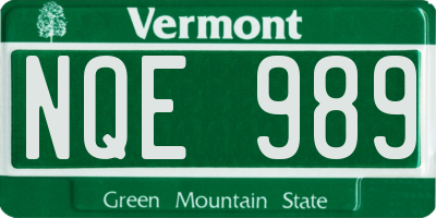 VT license plate NQE989