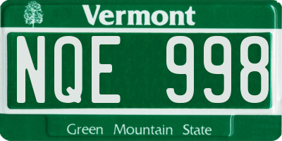 VT license plate NQE998
