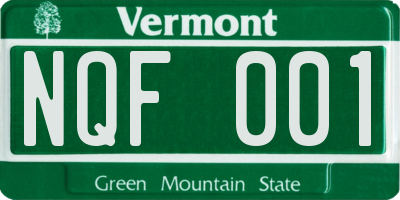 VT license plate NQF001