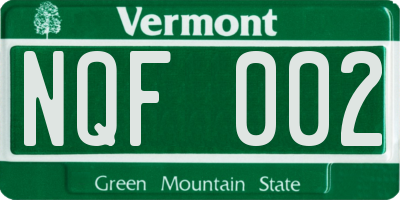 VT license plate NQF002