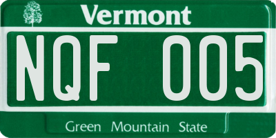 VT license plate NQF005