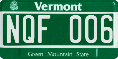 VT license plate NQF006