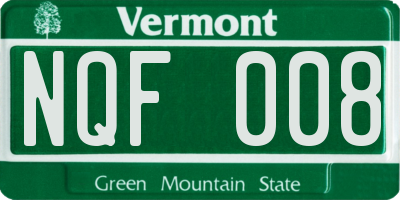 VT license plate NQF008