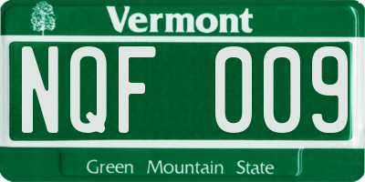 VT license plate NQF009