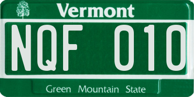 VT license plate NQF010
