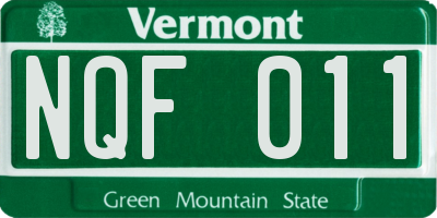 VT license plate NQF011
