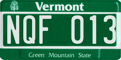 VT license plate NQF013