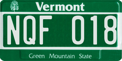 VT license plate NQF018