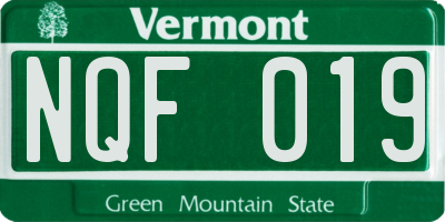 VT license plate NQF019
