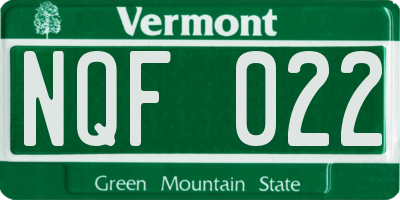 VT license plate NQF022